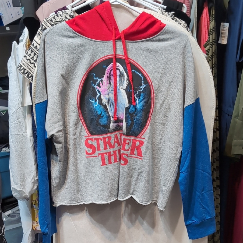 Stranger Things Gray and Blue Women's Hoodie